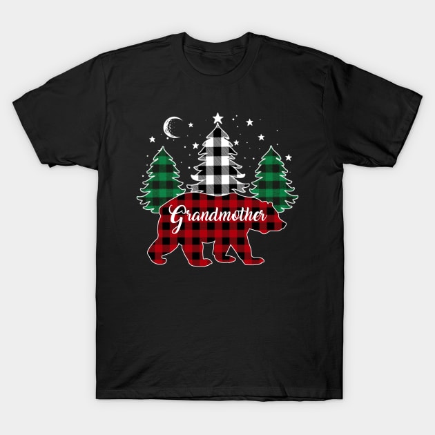 Grandmother Bear Buffalo Red Plaid Matching Family Christmas T-Shirt by Marang